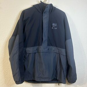 Nike Black Gray Pullover Hoodie Windbreaker Jacket Athletic Style Mens Large